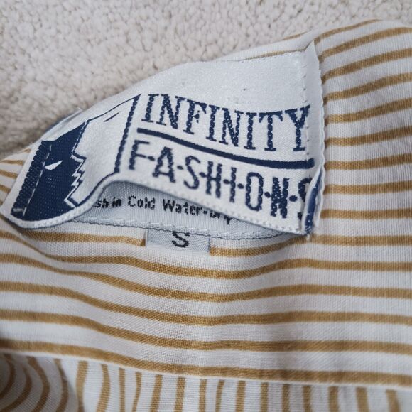 Tiger Theme Womens Blouse Infinity Fashion S Gold & White Pin Strips Button-up - Picture 5 of 5